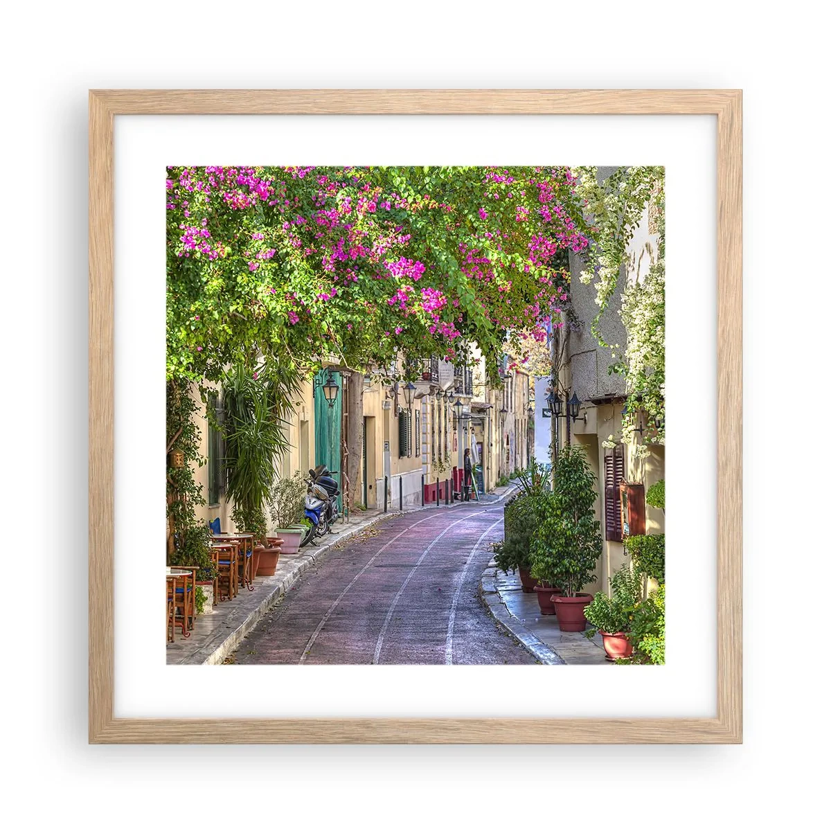 Plakat w ramie jasny dąb - Kwitnący zaułek - 40x40 cm