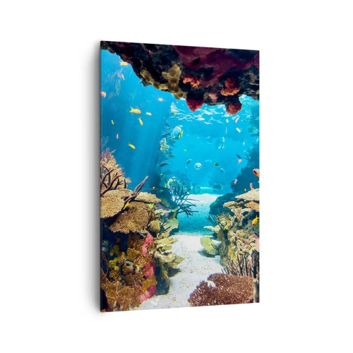 Obraz na płótnie - Podwodny świat z rafą koralową i rybami - 80x120cm - Nawet ci się nie śniło - Nowoczesna dekoracja ścienna do salonu i sypialni ARTTOR