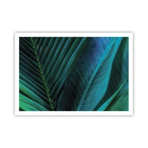Plakat - Zbliżenie na tropikalne zielone liście - 100x70cm - Anatomia zieleni - Nowoczesna dekoracja ścienna do salonu i sypialni ARTTOR