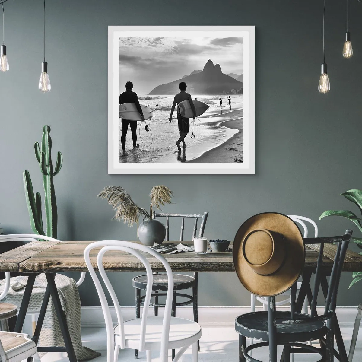 Plakat w białej ramie - Samba na jedną falę - 40x40 cm