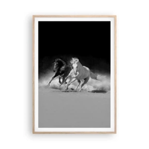 Plakat w ramie jasny dąb - Galop wolności - 70x100 cm