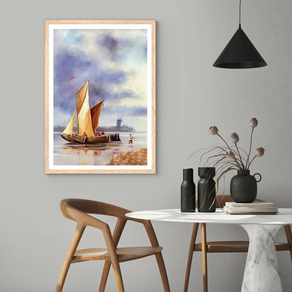 Plakat w ramie jasny dąb - Powrót żeglarzy - 30x40 cm