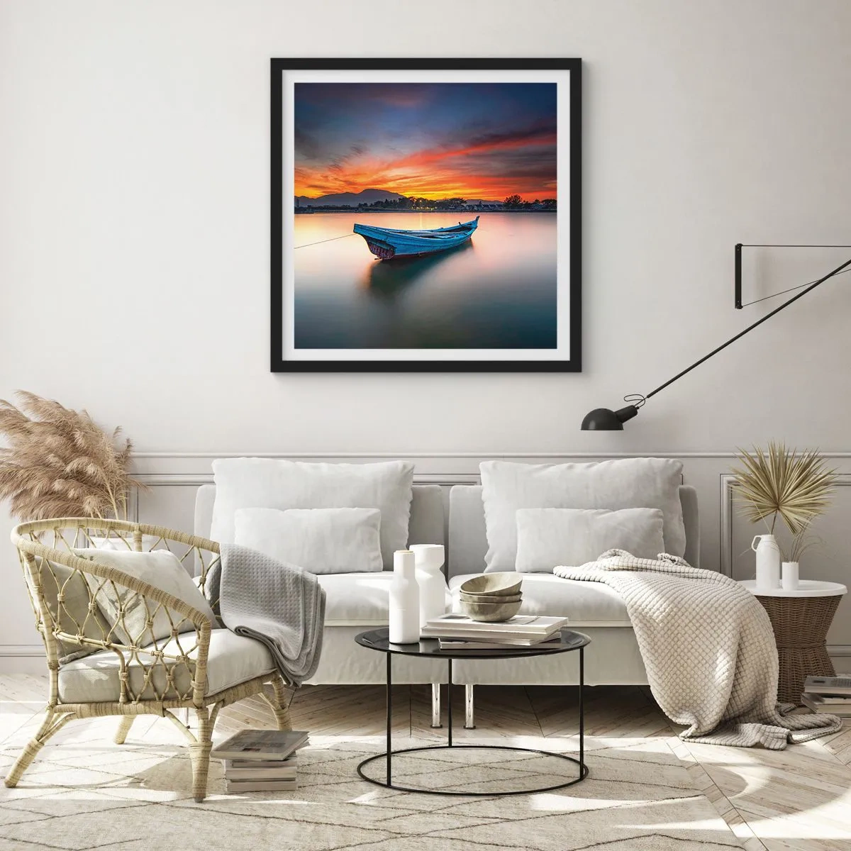 Plakat w czarnej ramie - Nadchodzi dobra noc - 50x50 cm