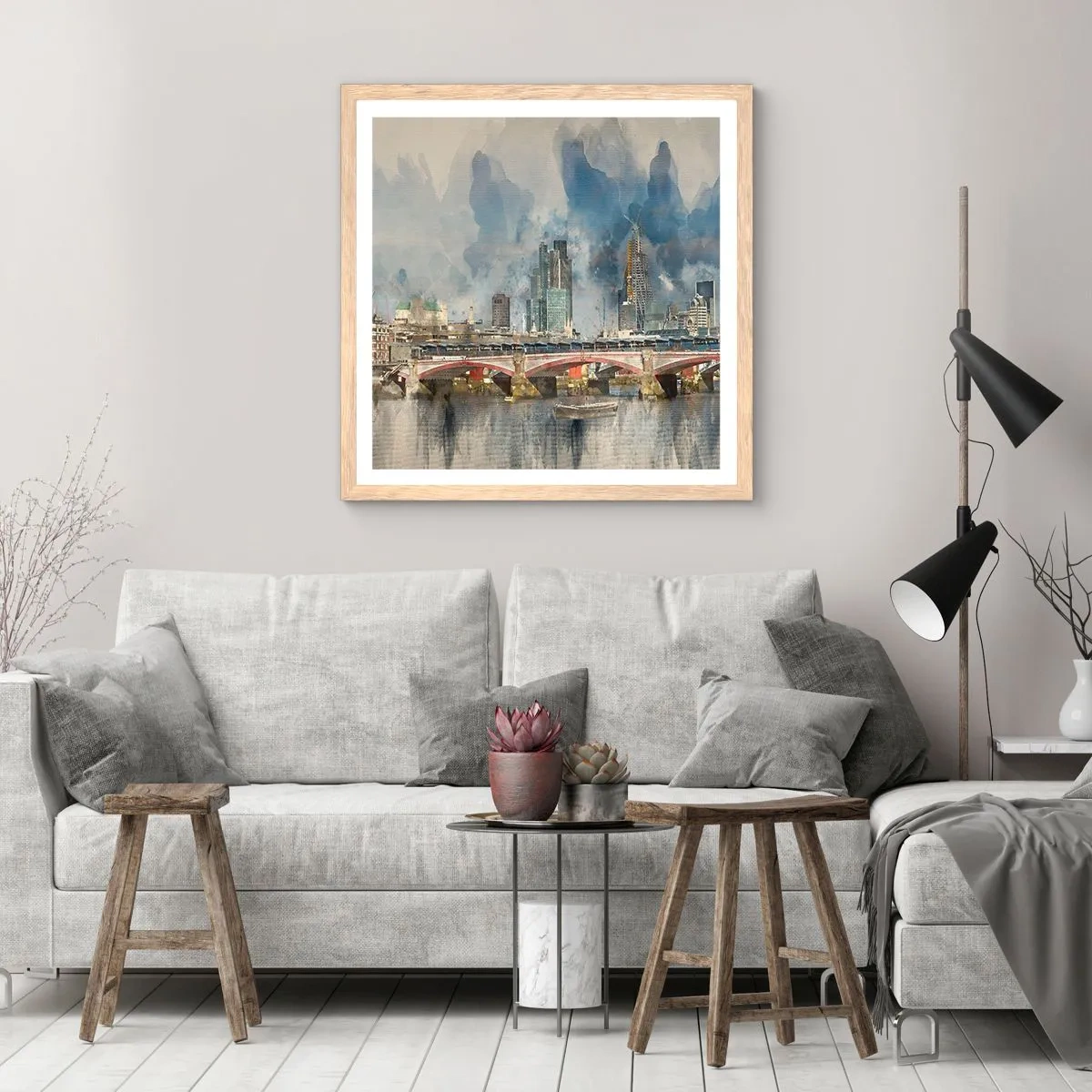 Plakat w ramie jasny dąb - Londyn w całej okazałości - 30x30 cm