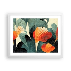 Plakat w białej ramie - Żar tropików i chłód zieleni - 50x40 cm