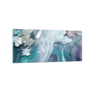 Obraz na szkle - Abstrakcyjne wiry w odcieniach błękitu i bieli - 120x50cm - Nurty błękitu - Nowoczesna dekoracja ścienna do salonu i sypialni ARTTOR