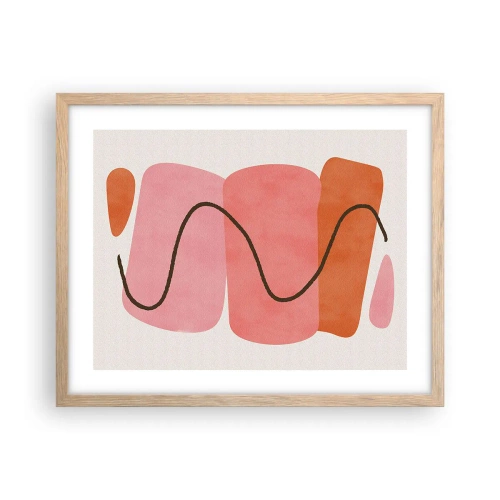 Plakat w ramie jasny dąb - łagodny ruch form - 50x40 cm