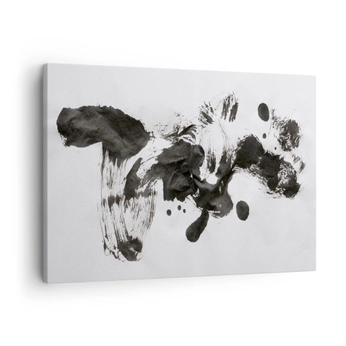 Obraz na płótnie - Abstrakcyjna kompozycja czarnych plam na białym tle - 70x50cm - W szaleństwie metoda? - Nowoczesna dekoracja ścienna do salonu i sypialni ARTTOR