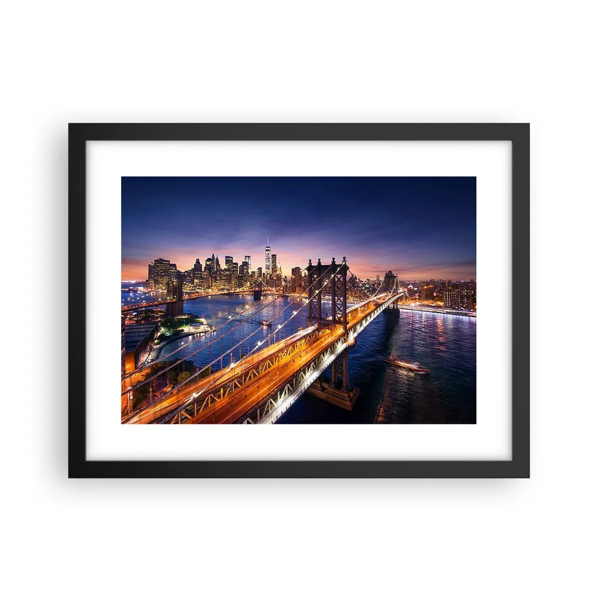 Plakat w czarnej ramie - Świetlistym mostem do serca miasta - 40x30 cm