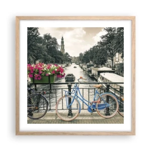 Plakat w ramie jasny dąb - Kolory amsterdamskiej ulicy - 50x50 cm