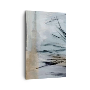 Obraz na płótnie - Malowniczy krajobraz zimowy z polami i trawami - 80x120cm - Zimowe pola - Nowoczesna dekoracja ścienna do salonu i sypialni ARTTOR