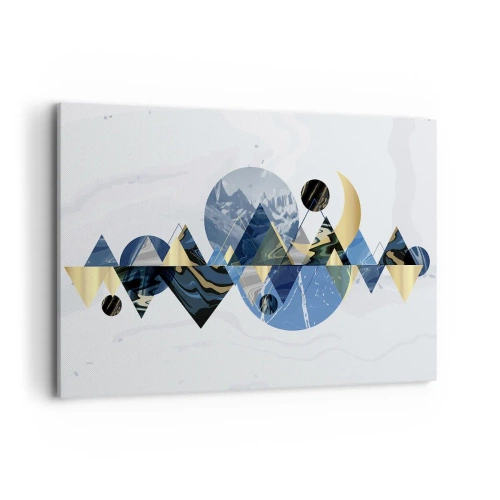 Obraz na płótnie - Abstrakcyjne geometryczne wzory z motywem gór - 120x80cm - Pejzaż geometryczny - Nowoczesna dekoracja ścienna do salonu, kuchni i sypialni ARTTOR