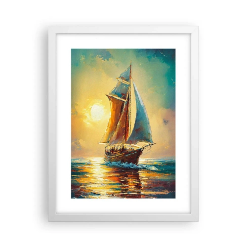 Plakat w białej ramie - Pod pełnymi żaglami - 30x40 cm
