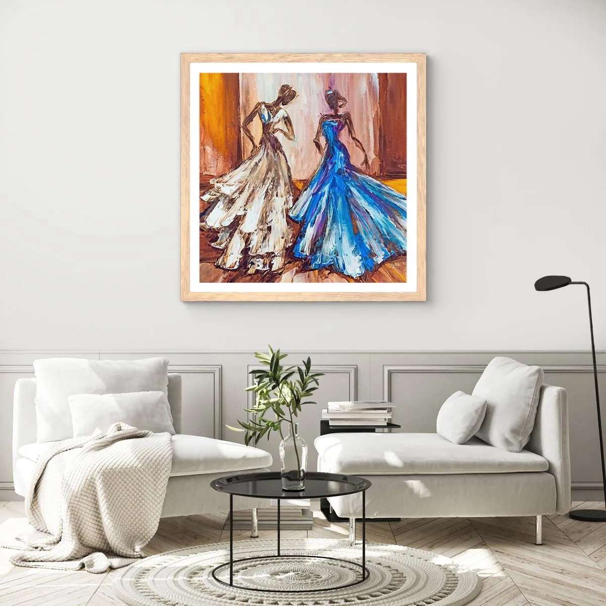 Plakat w ramie jasny dąb - Wdzięczny duet - 30x30 cm