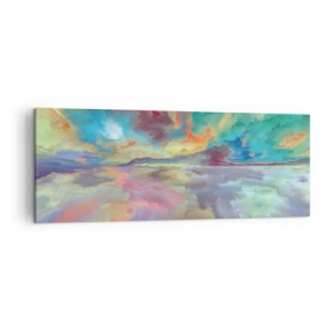 Obraz na płótnie - Kolorowy krajobraz chmur w abstrakcyjnym stylu - 140x50cm - Dwa nieba - Nowoczesna dekoracja ścienna do salonu i sypialni ARTTOR