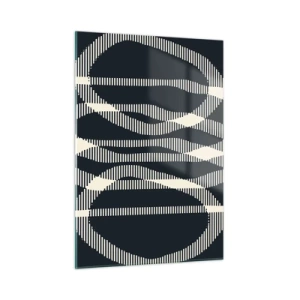 Obraz na szkle - Geometryczne linie w odcieniach czerni i beżu - 50x70cm - Próba przełamania ciemności - Nowoczesna dekoracja ścienna do salonu, kuchni i sypialni ARTTOR