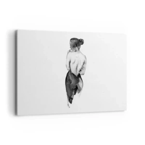 Obraz na płótnie - Postać kobiety uchwycona w subtelnej akwareli - 120x80cm - Przy niej świat znika - Nowoczesna dekoracja ścienna do salonu, kuchni i sypialni ARTTOR