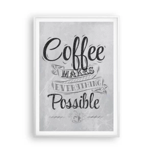 Plakat w białej ramie - Jak tu nie kochać kawy - 70x100 cm