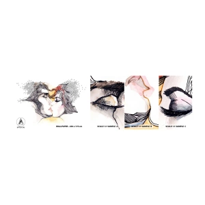 Fototapeta Próbka Samoprzylepna Deluxe Sticker - Świat nie istnieje - Abstrakcja, Para Zakochanych, Pocałunek - 100x30 cm