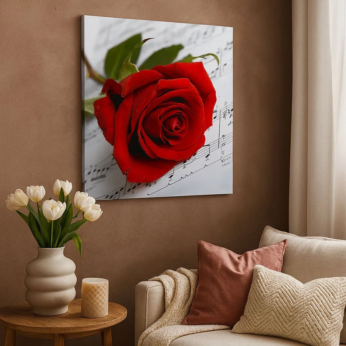 Obraz na płótnie - Muzyka uczuć w szkarłacie - 30x30 cm