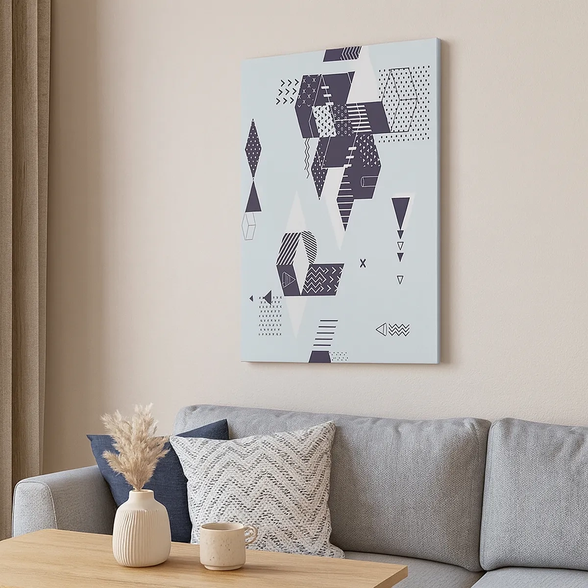 Obraz na płótnie - Abstrakcyjne figury geometryczne w minimalistycznym stylu - 50x70cm - W duszy matematyka - Nowoczesna dekoracja ścienna do salonu, kuchni i sypialni ARTTOR