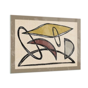 Obraz na szkle - Geometryczna abstrakcja w żółci i czerwieni - 100x70cm - Piony i poziomy - Nowoczesna dekoracja ścienna do salonu, kuchni i sypialni ARTTOR