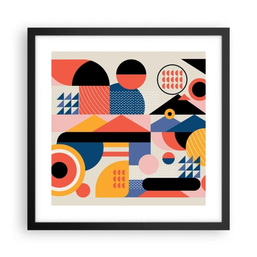 Plakat w czarnej ramie - Kompozycja: pobaw się - 40x40 cm