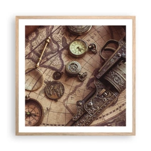 Plakat w ramie jasny dąb - Przygoda wzywa - 60x60 cm