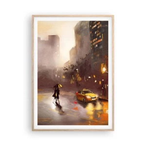 Plakat w ramie jasny dąb - W światłach Nowego Jorku - 70x100 cm