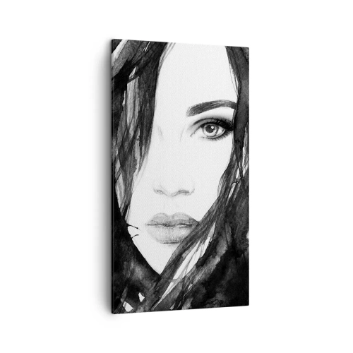 Obraz na płótnie - Portret damy w czerni i bieli - 45x80 cm
