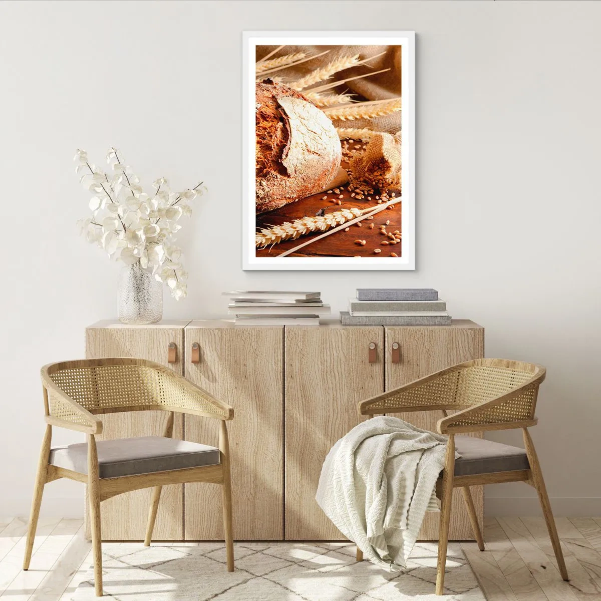 Plakat w białej ramie - Apetyczny, wonny, chrupiący - 70x100 cm