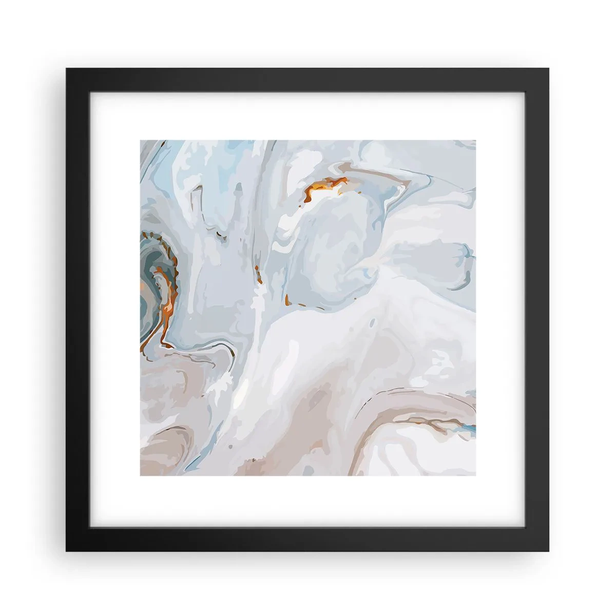 Plakat w czarnej ramie - Biel wypiętrzona - 30x30 cm