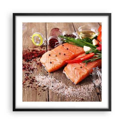 Plakat w czarnej ramie - Norweska przygoda w kuchni - 50x50 cm