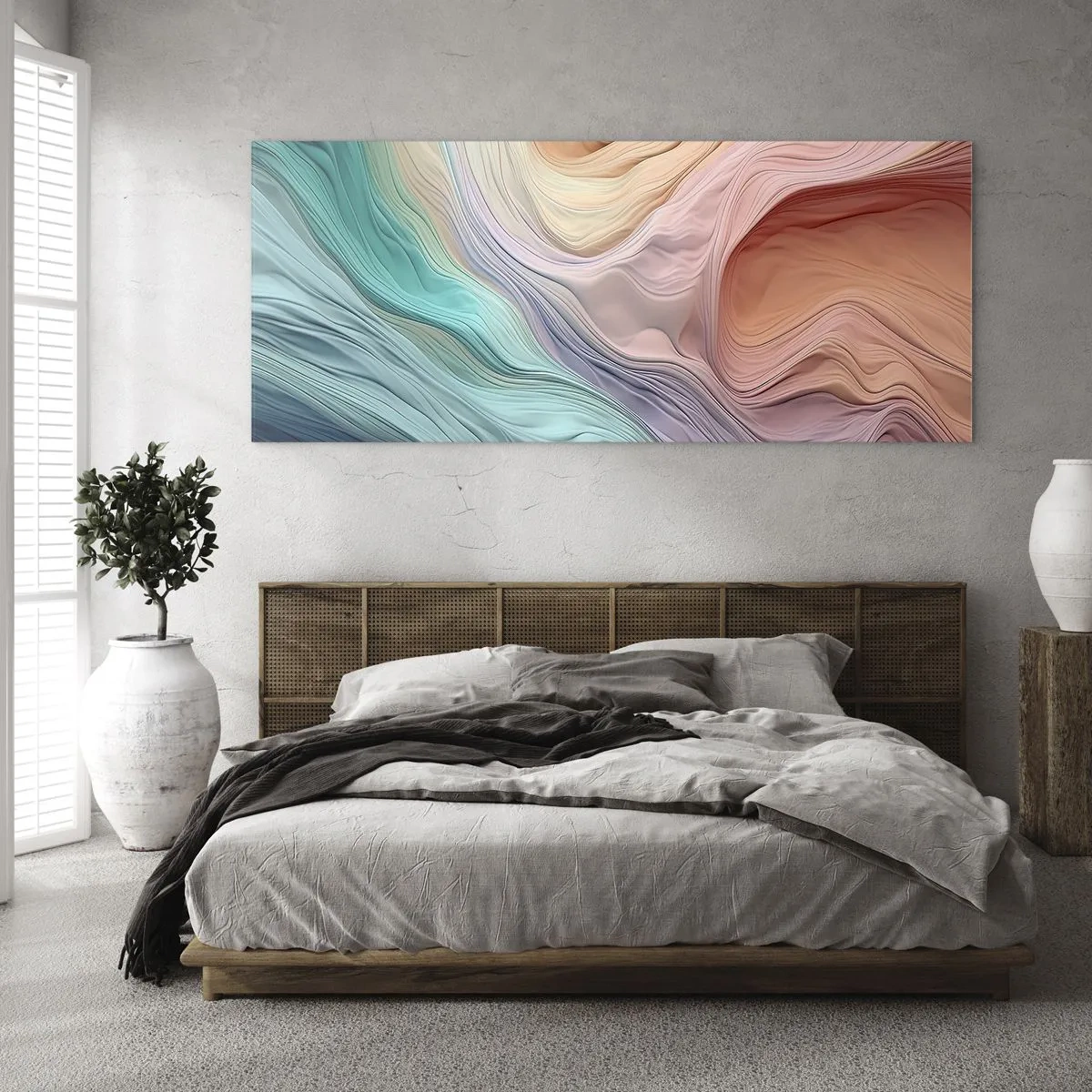 Obraz na szkle - Tęczowa fala - 100x40 cm