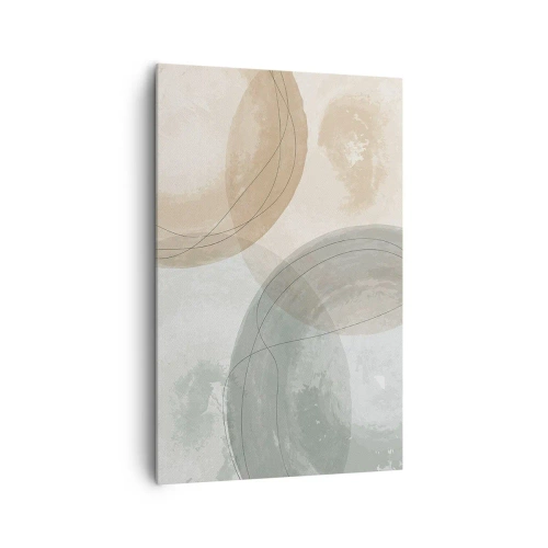Obraz na płótnie - Abstrakcyjna kompozycja w pastelowych barwach z liniami - 80x120cm - Przenikanie światów - Nowoczesna dekoracja ścienna do salonu i sypialni ARTTOR