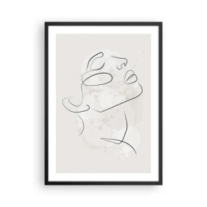 Plakat w czarnej ramie - Minimalistyczny portret twarzy w liniowym stylu - 50x70cm - Zarys marzenia - Nowoczesna dekoracja ścienna do salonu i sypialni ARTTOR