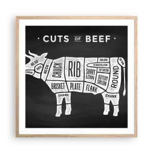 Plakat w ramie jasny dąb - Elementarz masarza - 60x60 cm