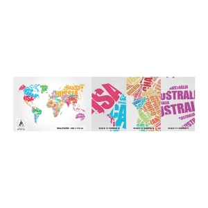 Fototapeta Próbka Premium Canvas - Chcę poznać wszystkie - Mapa Świata, Grafika, Kontynenty - 100x30 cm