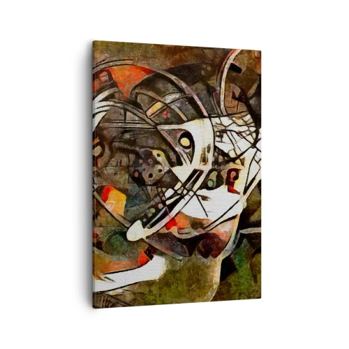 Obraz na płótnie - Abstrakcyjna kompozycja w ciepłych odcieniach z dynamicznymi liniami - 50x70cm - Słyszysz ruch? - Nowoczesna dekoracja ścienna do salonu, kuchni i sypialni ARTTOR