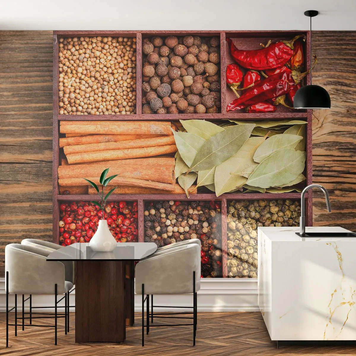 Fototapeta Premium Sand - Porządek kształtów, bukiet aromatów - Gastronomia, Przyprawy, Chili - 150x105 cm