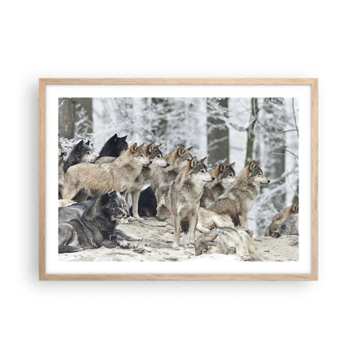 Plakat w ramie jasny dąb - Rodzina i przyjaciele - 70x50 cm