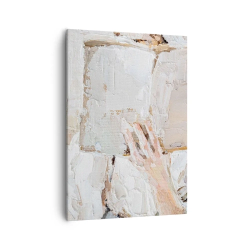 Obraz na płótnie - Impresjonistyczna dłoń przewracająca strony książki - 50x70cm - W innym świecie - Nowoczesna dekoracja ścienna do salonu, kuchni i sypialni ARTTOR