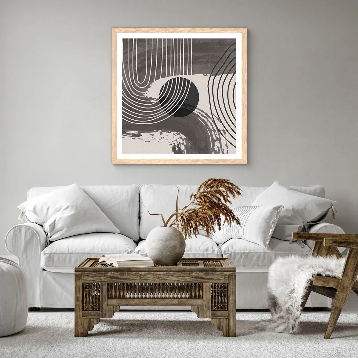 Plakat w ramie jasny dąb - Owal zwycięża - 60x60 cm