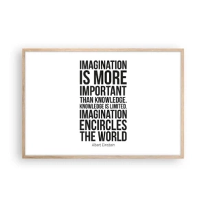 Plakat w ramie jasny dąb - Einstein o mocy wyobraźni - 91x61 cm
