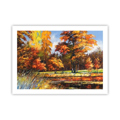 Plakat - Pejzaż w złocie i brązie - 70x50 cm