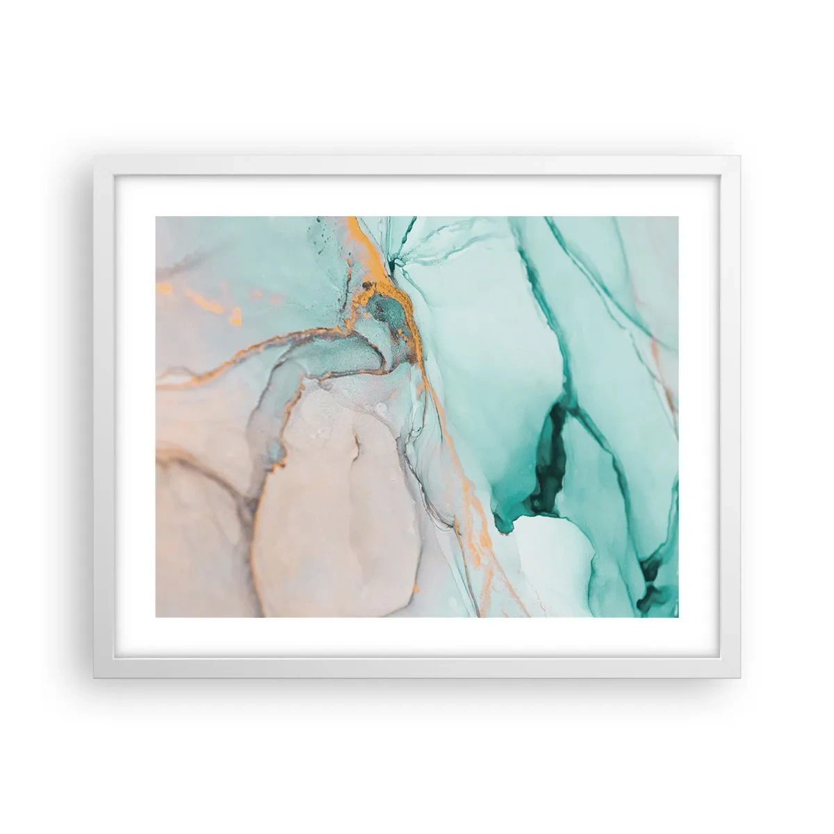 Plakat w białej ramie - Taniec kształtów i barw - 50x40 cm