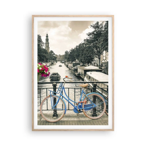 Plakat w ramie jasny dąb - Kolory amsterdamskiej ulicy - 70x100 cm