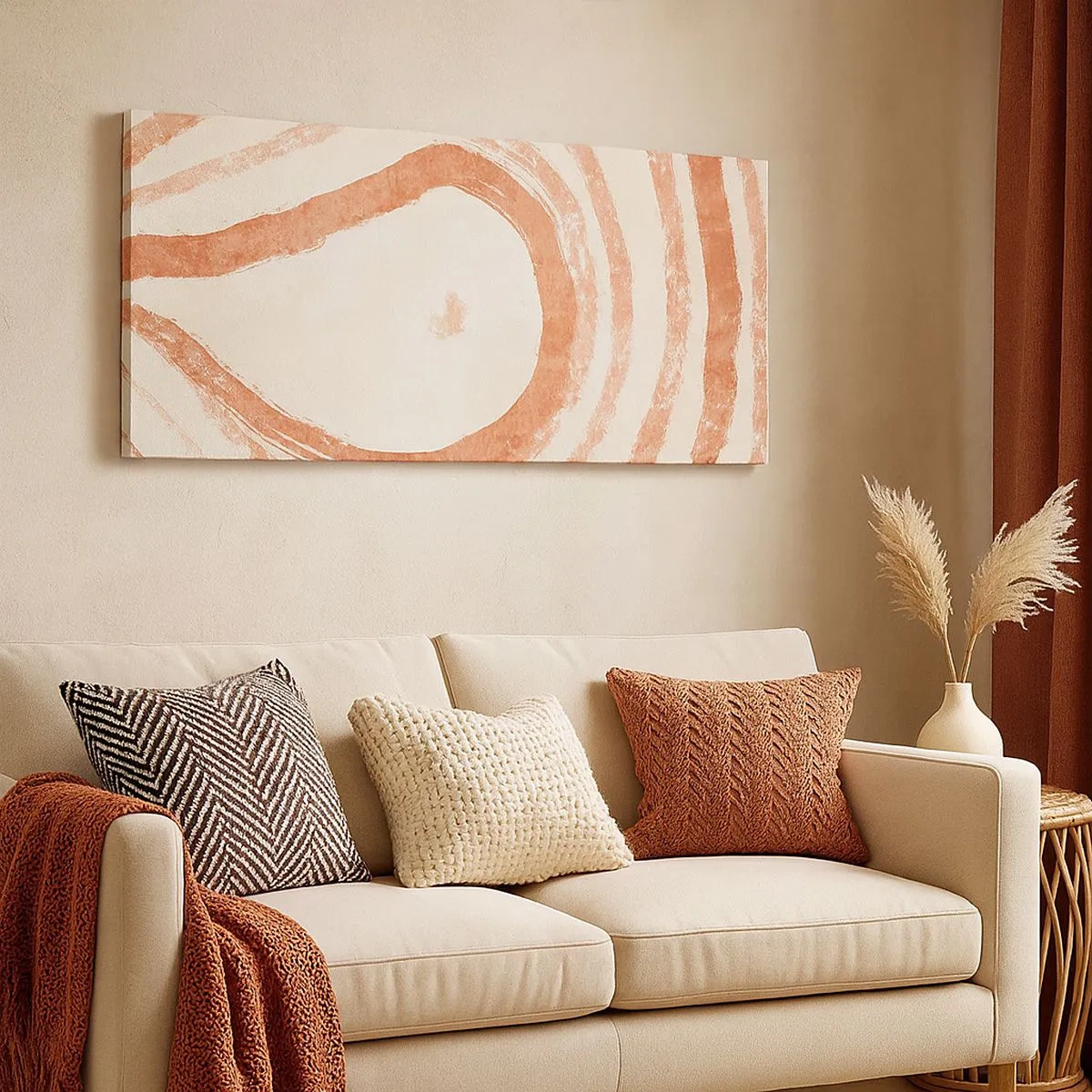 Obraz na płótnie - Koralowe kręgi – kompozycja - 100x40 cm