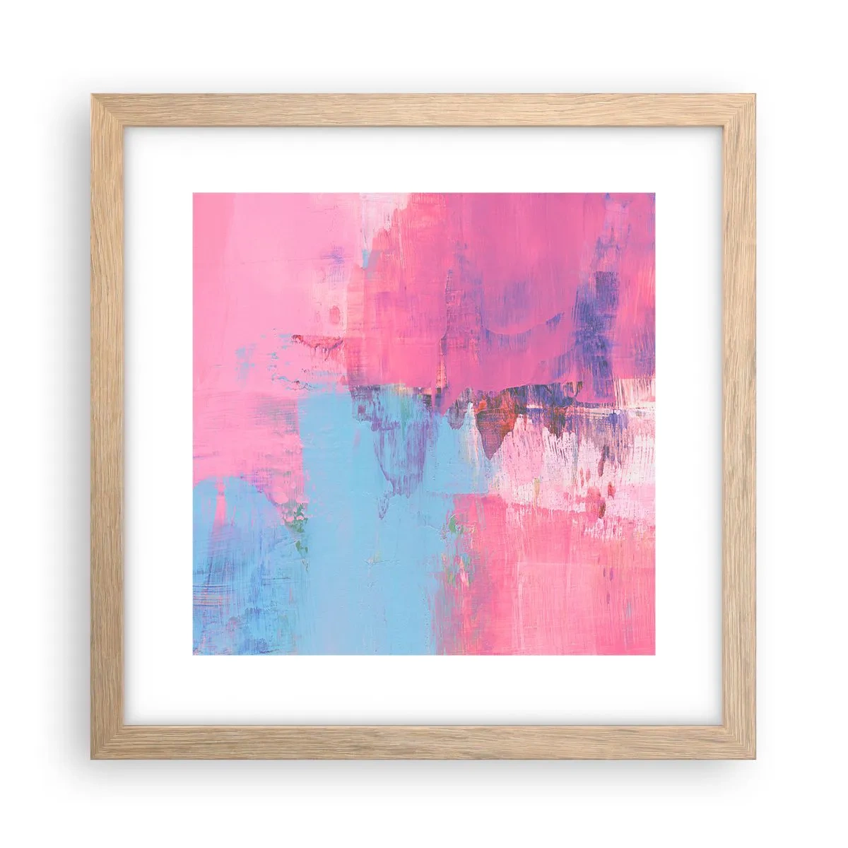 Plakat w ramie jasny dąb - Róż, błękit i szczypta światła - 30x30 cm