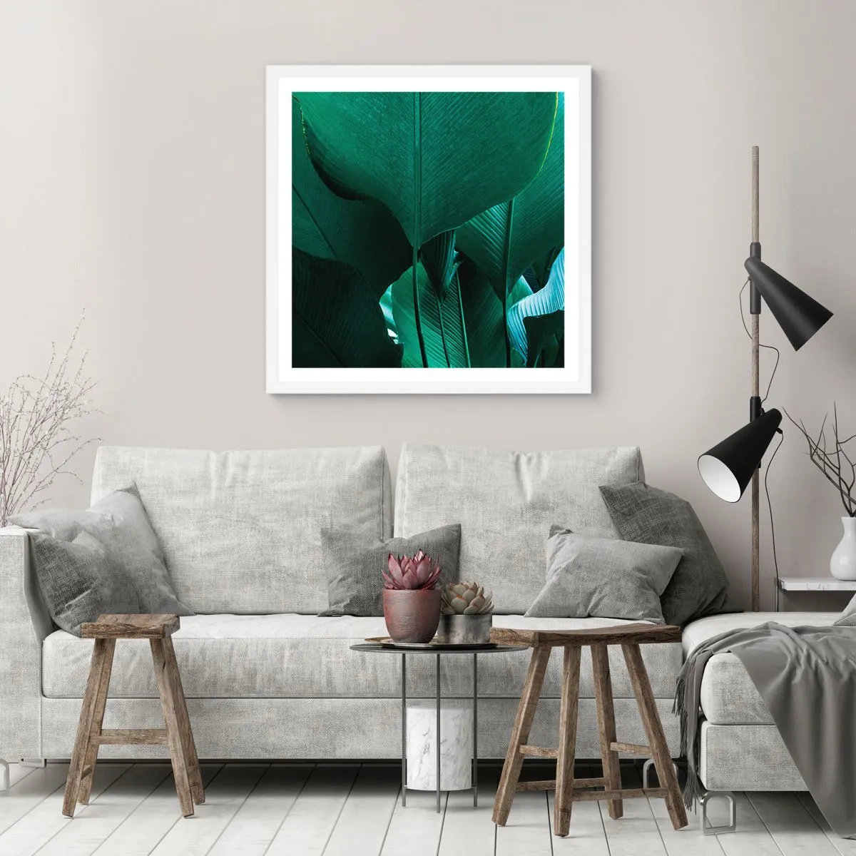 Plakat w białej ramie - Zwrócone do światła - 30x30 cm